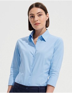 S-17010-Womens Stretch-3/4-Sleeve Blouse Effect 2